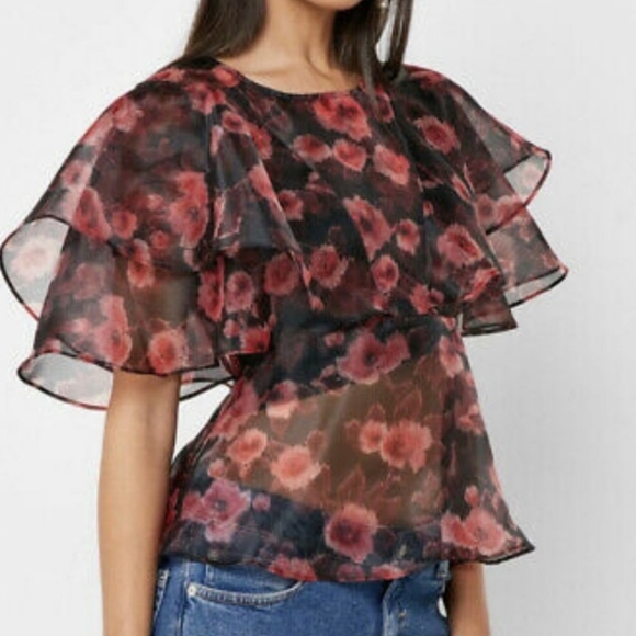 Floral Sheer Blouse Luxury Business Casual Business Wear Party Wedding - Picture 12 of 15